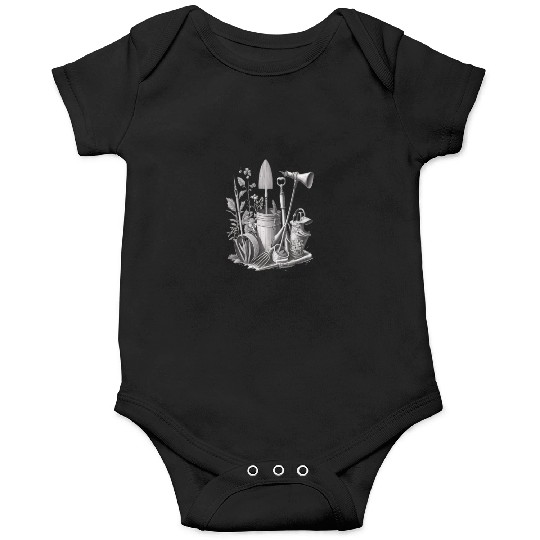 Florist Gardener Dad Grayscale Gardening Tools Onesies