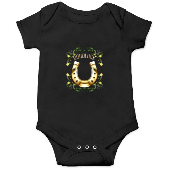Good Luck With A Golden Horseshoe For Irish St Onesies
