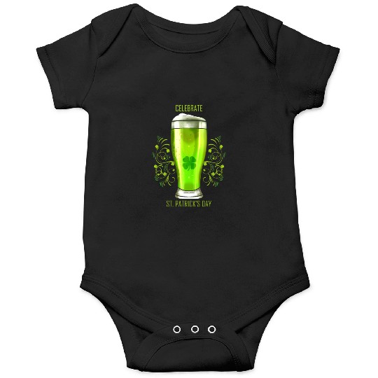 Glass Of Green Beer To Celebrate St Patricks Day Onesies
