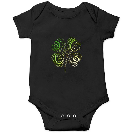 Four Leaf Clover Ornaments Logo For St Patricks Onesies