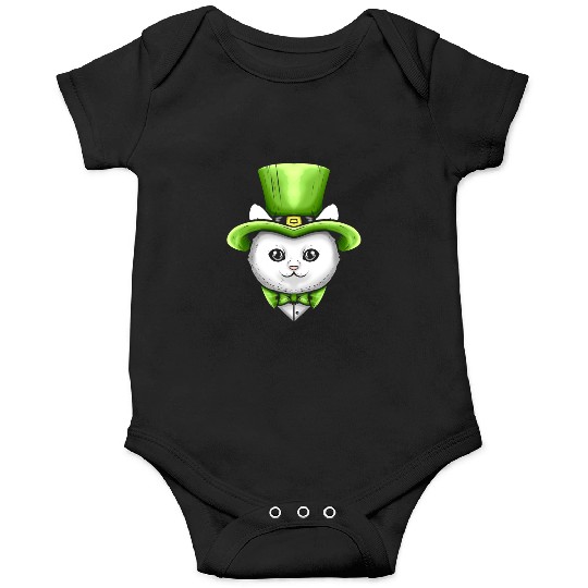Cute Kawaii Cat With Leprechauns Hat On St Onesies