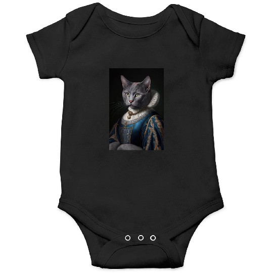 Russian Blue Cat Breed Portrait Royal Renaissance Onesies