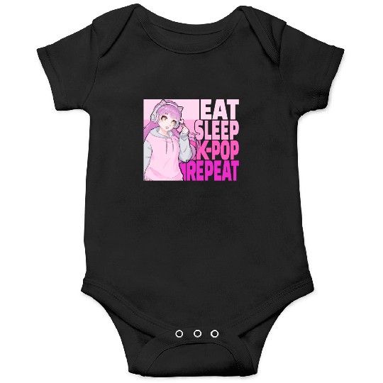 Eat Sleep K-POP Repeat Kawaii Korean Anime Girl Onesies