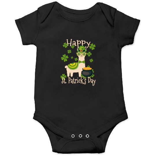 Happy St Patricks Day Llama Dad Mom Boy Girl Onesies