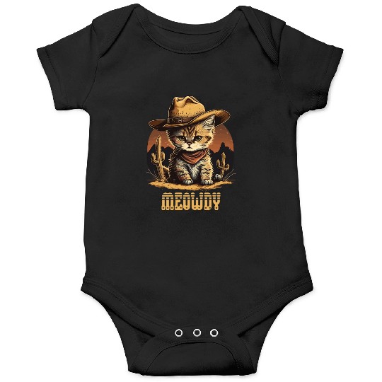 Meowdy - Funny Mashup Between Meow and Howdy - Cat Onesies