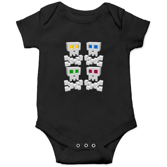 8-bit Pixel Pop Art Style Pirate Flag Skulls Onesies