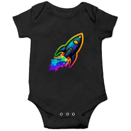 Psychedelic Retro Neon Rocket Onesies