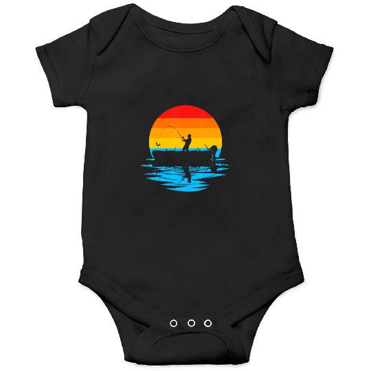 Fishing Retro Vintage Sunset Fishing Lover Onesies