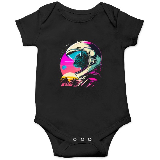 Aesthetic Vaporwave Space Cat 80s 90s Astronaut Onesies