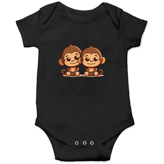 Monkeys siblings brother sister family love ape Onesies