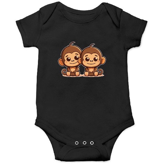 Monkeys siblings brother sister family love ape Onesies