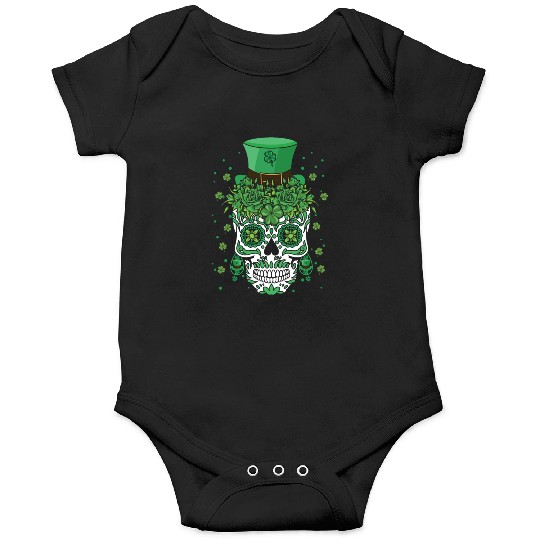 Dia De Los Muertos St Patty's Day Irish Flower Onesies
