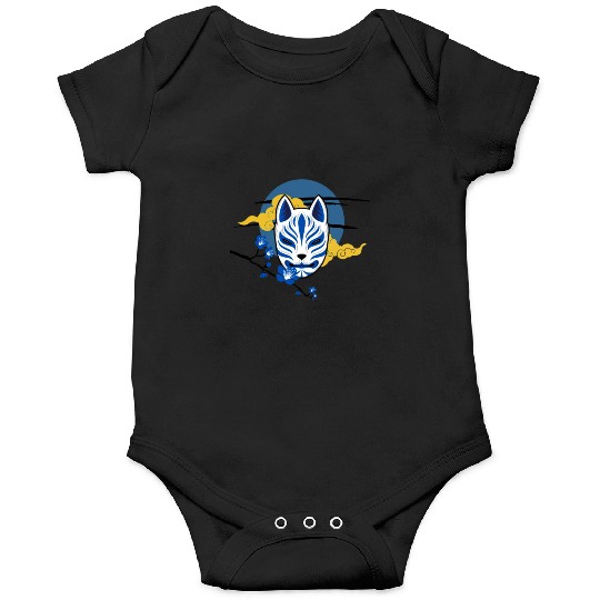 Black and Blue Japanese Kitsune Mask Onesies