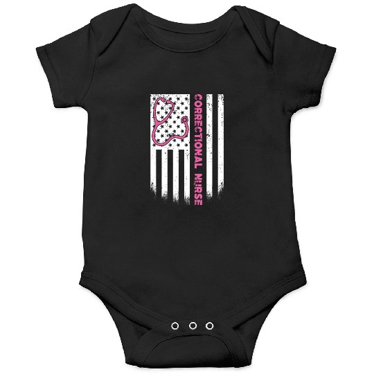 Correctional Nurse American flag US Stethoscope RN Onesies