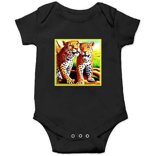 Jaguars Animals Nature oil Painting. Buy Now Onesies