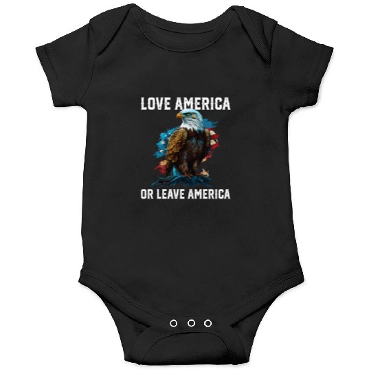 Love America Or Leave America Patriotic USA Flag Onesies