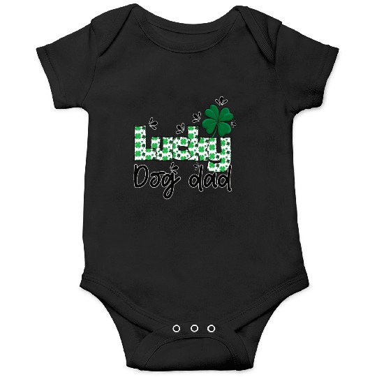 Lucky dog dad St. Patrick`s letters with shamrock Onesies