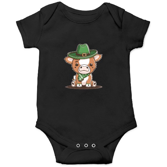 Kawaii cow with scarf St. Patrick's Day Onesies