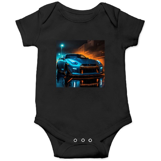 neon blue car design Onesies