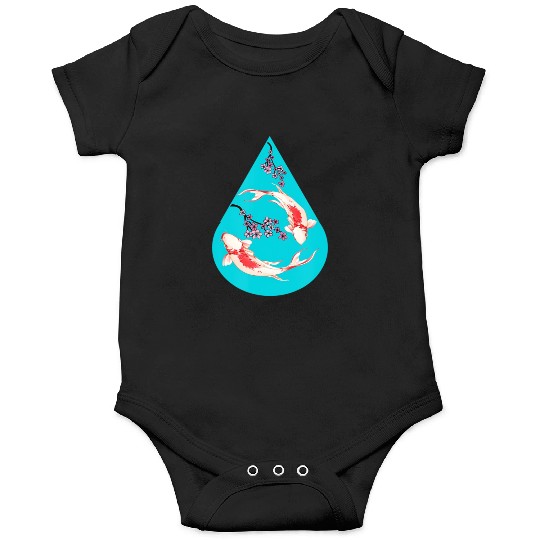 Serenity Koi Fish Raindrop Cheri Blossom Zen Onesies