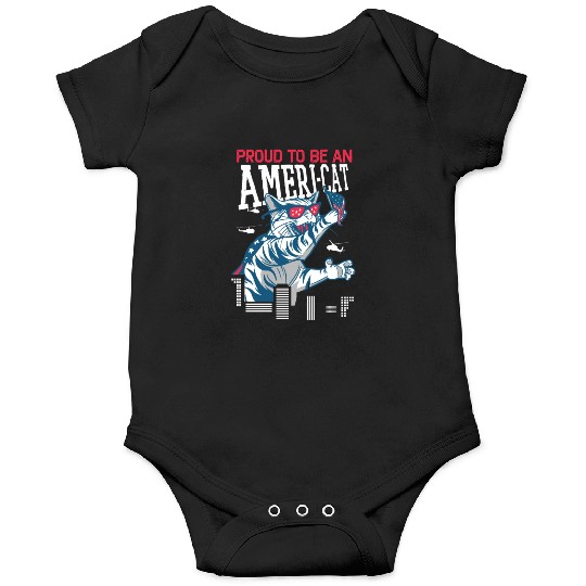 Proud To Be An Ameri-cat America 4th Of July Onesies