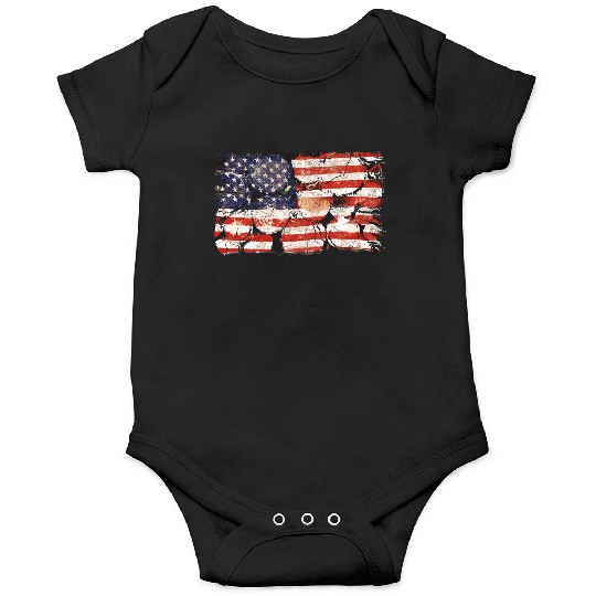 The Usa Flag Tree Trunks America Patriotism Onesies