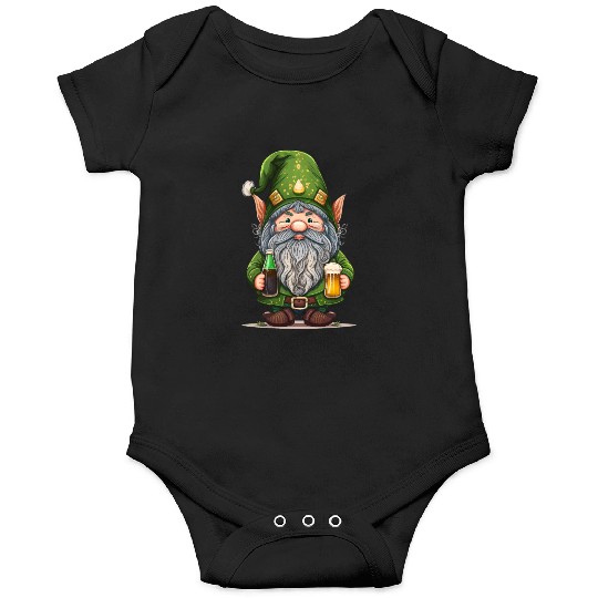 Funny Gnome Drinks Beer Happy St Patricks Day Onesies