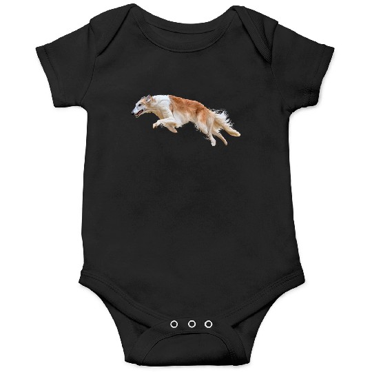 Running White and Tan Borzoi Dog Onesies