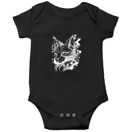 Space Cat In Vintage Tattoo Style Onesies