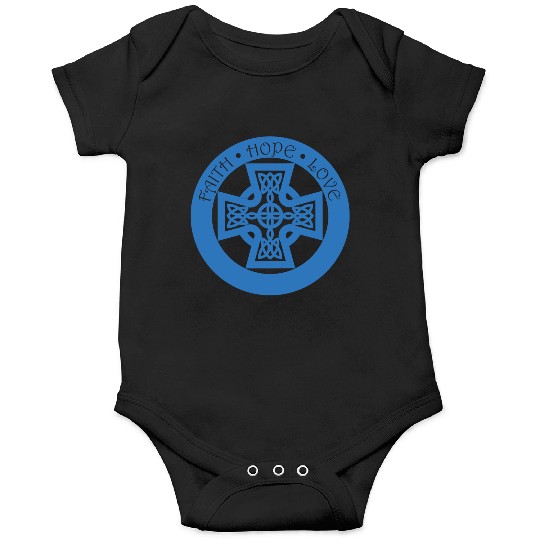 Timeless Celtic Cross With Faith Hope Love Onesies