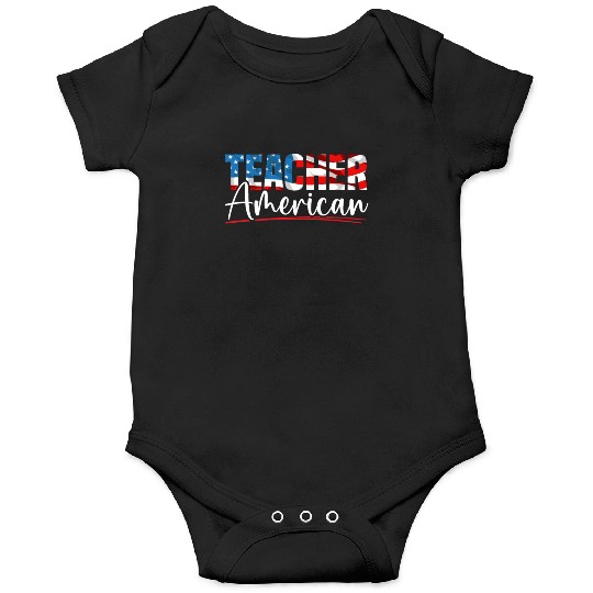 America USA Flag 4th Of July Teacher American Onesies
