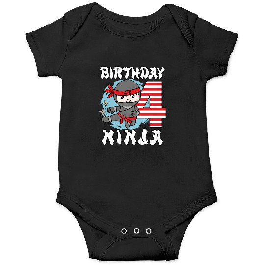 4th Birthday "Birthday Ninja" Boys Gift Idea Onesies