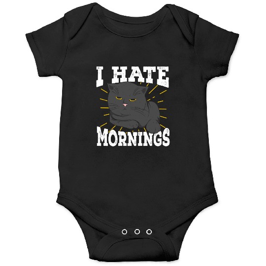 I Hate Mornings Cat Long Sleeper Gift Onesies