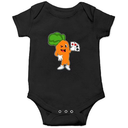 Carrot At Poker With Poker Cards Onesies