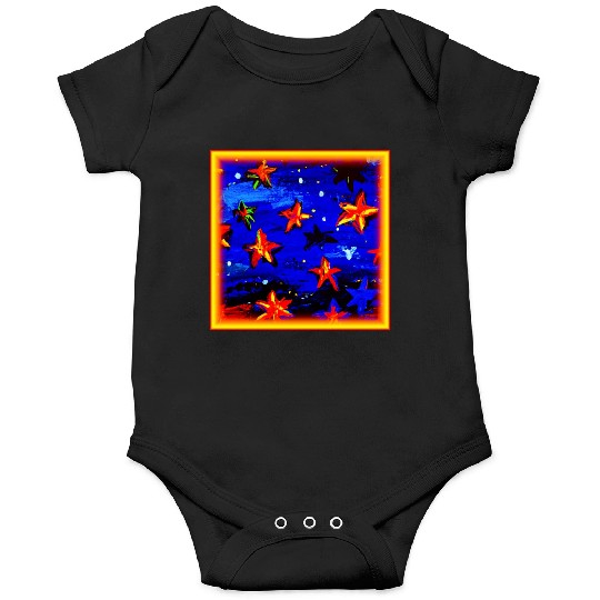 Bright Colored Orange Stars. Buy Now Onesies