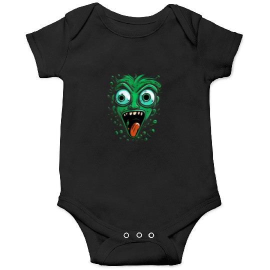 Funny Green Crazy Face Eyes Game Gaming Onesies