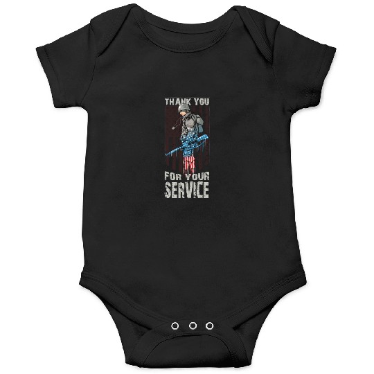 Thank You For Your Service Veteran US Flag Veteran Onesies