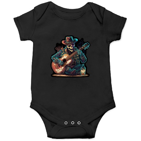 cowboy skeleton play guitar Onesies