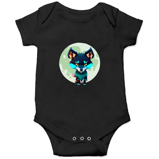 Cute Wolf Moon Graphic Onesies