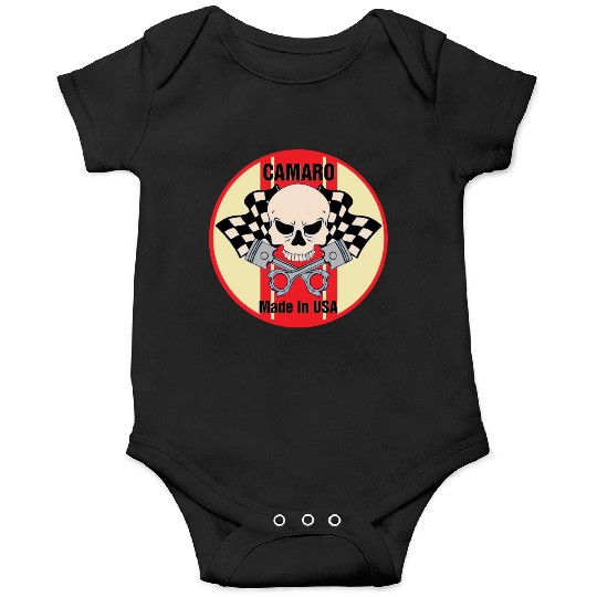 Camaro Made in USA skull & pistons Onesies