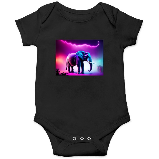 Trance Neon Elephant Graphic Onesies