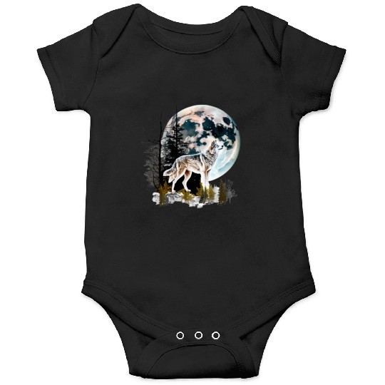 Wolf Moonlight Forest Wild Werewolf Watercolor 2 Onesies