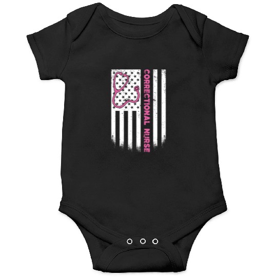Correctional Nurse American flag US Stethoscope Onesies