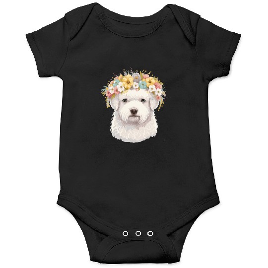 Cute Bichon Frise Flower Crown Pet Dog Breed Flora Onesies