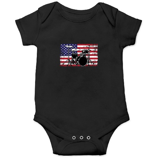 Patriotic 4th of July Drum American Drummer USA Onesies