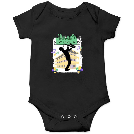 Mardi Gras New Orleans Louisiana City Jazz Music Onesies