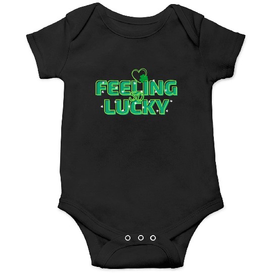 Feeling Lucky Green Bright Bold Typography Onesies