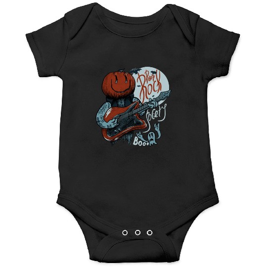 Pump Rock Society Halloween Pumpkin Playing Guitar Onesies