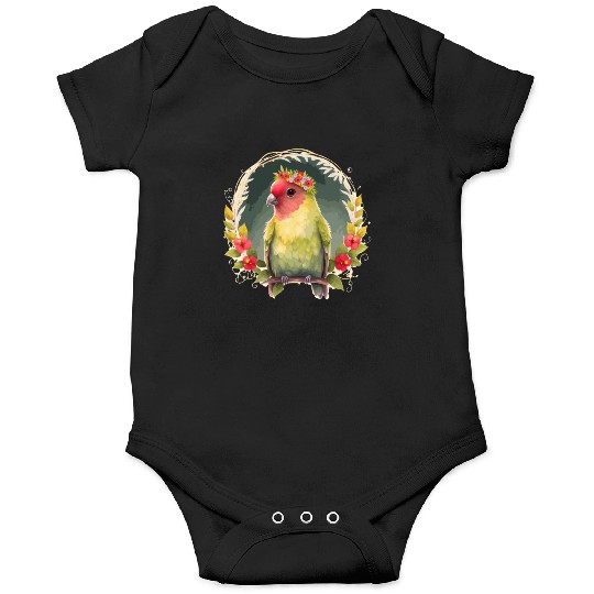 Green Peach Faced Lovebird Parrot Flower Crown Pet Onesies