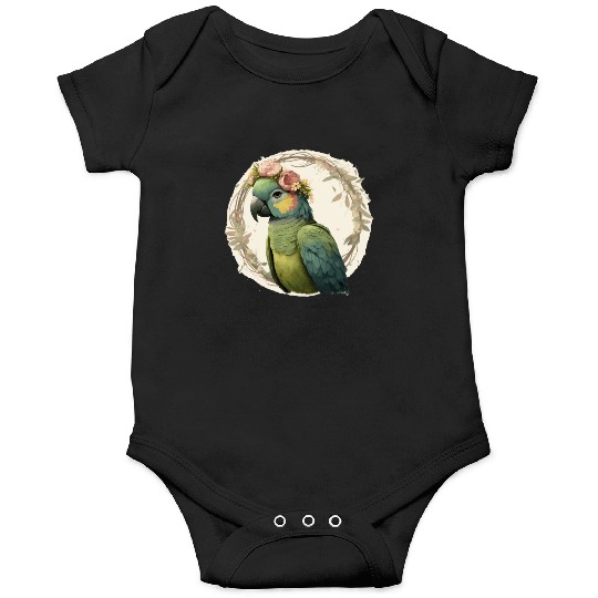 Watercolor Parrot Hahn's Macaw Bird Flower Crown P Onesies